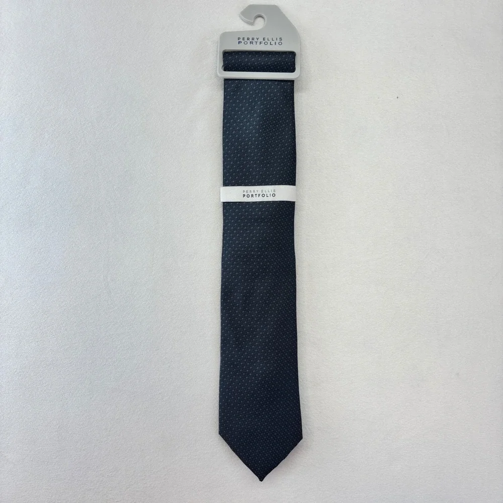 Perry Ellis Portfolio Men's Navy Blue‎ Dotted Necktie Formal Business New NWT